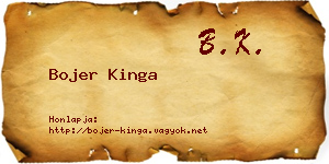 Bojer Kinga névjegykártya